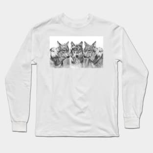 First Snowfall wolf drawing Long Sleeve T-Shirt